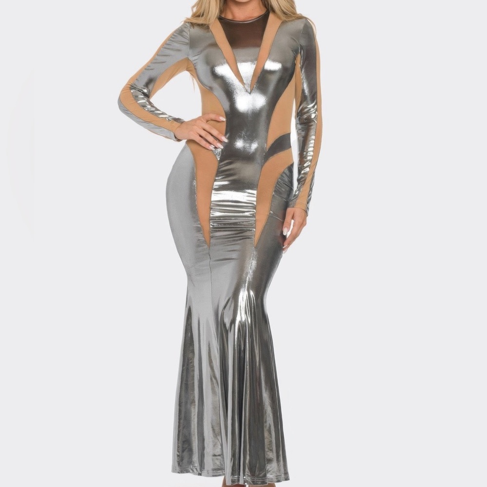 NWT Mesh Cut Out Detail Maxi Dress